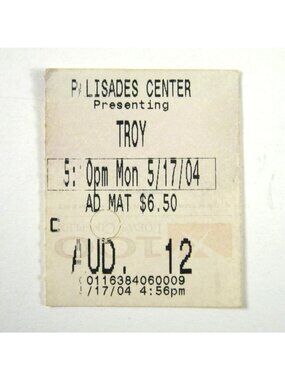 Troy 2004 Movie Ticket Stub Palisades Center Auditorium 12 May 17 2004
